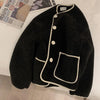 Women Autumn Winter Warm Teddy Coat Berber Fleece Round Collar Short Jacket Plush Outerwear Female Streetwear Clothes