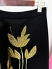 High Street Designer Suit Set Women's 3/4 Sleeve Beaded Cropped Jacket Midi Skirt Suit 2pcs