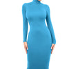 Winter Black Turtleneck Sexy Women Dress Autumn Long Sleeve Skinny Midi Boydcon Casual Blue Plush Knee-Length Party