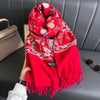 Winter Warm Cashmere Scarf for Women Embroidery Pashmina Blanket Thick Shawl Wrap Neckerchief Bufanda Echarpe Poncho