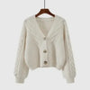 Simple Elegant Office Coat V Neck Twist Cardigan Short Sweater Loose Women Korean Style Retro Jackets Autumn Winter Clothing