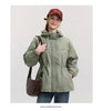 Denim Jacket Women Mid-Length Loose Hooded Spring Waist-Cinching Coat Retro Design for Outfits