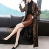 High End Leopard Coat Women Spring Autumn Korean Slim Long Trench Coat Female Windbreaker With Belt Mother Outwear 4XL