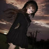 Japanese Gothic Style Lolita Dress Women Dark Bow Lace Ruffle Long Sleeves Slim Shirt Dress Vintage Y2k Party Mini Dress Cosplay