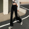 Woman American High Waist Slim Fit Bell Bottom Jeans Female Y2k Flare Pants Girls Elastic Designer Black Denim Trousers