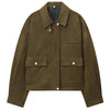Green Faux Suede Jacket Women's Bomber Jacket Autumn Coats & Jackets Chic Elegant Pockets Long Sleeve Outerwear