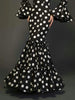 Elegant Ladies Dress Trumpet Sleeves Polka Dot Decoration Cascading Ruffle Hem Sexy Fishtail Ladies Evening Dress