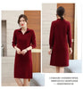 Autumn Women's Lapel Knee Length Sweater Dress Loose Temperament Solid Color Straight Knit Bottom Skirt