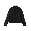 Retro Horn Button Black Jacket For Women Elegant Long Sleeve Stand Collar Coat Spring Chic Lady Street Casual Outerwear