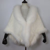 Women 100% Real Rabbit Fur Shawl Scarf With Fox Fur Collar Winter Warm Knitted Rabbit Fur Poncho Girls Party Accessories
