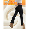 Ultra-Thick Lambswool Warm Leggings Woman Lift Hips High Waist Slim Wide Leg Tights Female Winter Thermal Black Flared Pants