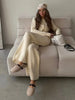 Women's Autumn Winter Knit Cardigan Pants Set Slim Fit Long Sleeve Long Trousers Simple Solid Color Sweater Suit
