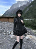 Aoaiiys Mini Dress Women Black Gothic Lace Spliced Dresses Y2K Japanese Streetwear Lolita Dresses Spicy Girls Fall Clothes