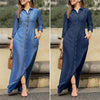 Autumn Elegant Women's Denim Dress Long Sleeve Buttons Shirt Long Dress Female Elegant Casual Ladies Clothes