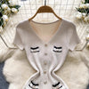 Yuoouoo Chic Sexy Package Hips Large Stretch Knitted Dress Elegant V-neck Buttons Office Lady Bodycon Dresses