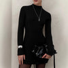 Autumn Knitting Dress Women's Spring Knitted Dress Long Sleeve Semi-High Neck A Line Skirt For An Elegant And Playful Look