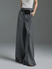 Urban Female Business Suit Pants Black White Loose Straight Pant High-Waist Pleated Split-Front Trousers