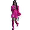 Women's Sparkle Diamond Blazers Coat Female Streetwear Long Sleeve Casual Spliced Feather Chic Suit Coats