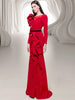 High Street Designer Vestido Women's Long Sleeve Petal Appliques Formal Gown Long Maxi Dress