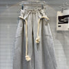 Women Personalized Woven Hemp Rope Belt Loose Wide-leg Casual Pants Bloomers