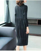 Pleated Clothing For Women Long Sleeve Stand Collar Doulble Pockets Loose Dress Vestido YF576