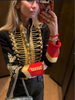 Embroidery Napoleon Short Jacket Women Single Breasted Long Sleeve Coat Spring Female Street Contrast Outerwear