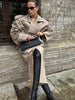 Women Lace Up Belt Trench Coat Chic Solid Lapel Full Sleeve Pocket Short Windbreaker Jacket Spring Lady Street Outerwear