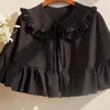 Women's Gothic Black Lolita Shawl Womens Loose Lace-Up Ruffle Doll Collar Cloak Jacket Lady Vintage Kawaii Sweet Blouse