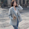 Elegant Plaid Women Blazer French Small Fragrance Raw Edges Tassel Suit Jacket Button Loose Casual Aesthetic Female Coat