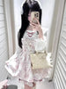 Japanese Y2k Dress Women Sweet Print Bow Vestidos Fake Two Pieces Lace Patchwork Fairy Dress Kawaii Grunge Vintage Dresses
