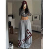 American Retro Letter Print Casual Pants Women Loose High Street Loose Oversize Sports Wide Leg Sweatpants Joggers Jazz Dancer