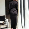 Autumn Casual Sashes Long Dresses Women Long Sleeve Slim V-neck Lace Up Maxi Dress Elegant