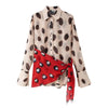 Leopard Print Sheer Chiffon Shirt Style Dress Women Casual Lapel Chic Vacation Mini Dresses Detachable Scarf