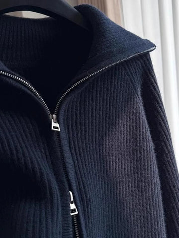 Women's Large Lapel Cashmere Sweater Coat Thick Loose Knit Turtleneck Cardigan for Autumn And Winter