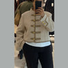 Black Court Style Cropped Jacket For Women Elegant O-neck Long Sleeve Double Breasted Coat Lady Spring Chic Outwear