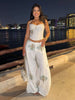 Floral Print Three-Piece Set Corset Top Oversized Blazer Wide Leg Pants Spring Vacation Women Outfit Chic Elegant Lady Suit