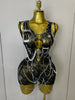 Stock Sexy Pin Decoration Fringe Beading Short Party Dress Women Hollow Out Nightclub Performance Singer Costume