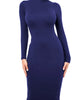 Winter Black Turtleneck Sexy Women Dress Autumn Long Sleeve Skinny Midi Boydcon Casual Blue Plush Knee-Length Party