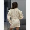 Floral Printed Blazer Skirt Suit Women Elegant Cropped Lapel V-neck Coat Slim Mini Skirts Set Spring Lady Casual Outfit