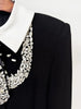High Street Designer Formal Dresses Women's Shirt Collar Diamonds Beaded Maxi Long Dress