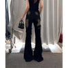 Autumn Winter Women's Denim Pants High Waist Cargo Jean Goblin Core Kpop Bell Bottom Japanese Y2k Stretch 2000s Jeans Gyaru