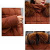 Female Winter Over Knee Loose Large Fur Collar Hooded Warm Thick Parkas Long Down Cotton Plus Size Parkas Coat Women Padded Coat