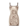 Art Print Women Dress Low-Neck Skinny Fit Bodycon Dress Sexy High Elasticity Mini Dress Midnight Party