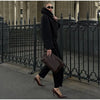 Black Stand Collar Woolen Coats Women's High Street Buttons Full Sleeve Short Overcoats Autumn Female Solid Outwear