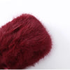 Fur Paneled Off-Shoulder Rhinestone Mini Dress Burgundy Velvet Pleated Evening Elegant Women Dresses Party Chic Lady Gown