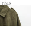 Suede Fabric Women Bomber Jackets Causal Long Sleeve Zipper Loose Coats Cropped Winter Warm Jacket Outwear