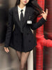 Korean Style Elegant Women 3 Piece Set Slim Blazer Coat + Design Blouse + Mini Skirt Y2k Harajuku Retro Outfits