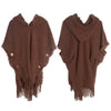 Womens Bohemian Hooded Knitted Shawl Winter Warm Button Wraps Scarf Coat Cloak Cardigan