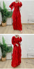Ruffles Pleated Dress Women Round Neck Flare Sleeves Solid Maxi Belt Dresses Party Spring 2AA1502