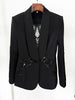 Designer Suit Set Women's Gauze Patchwork Beaded Blazer Chiffon Pants 2cs Set
